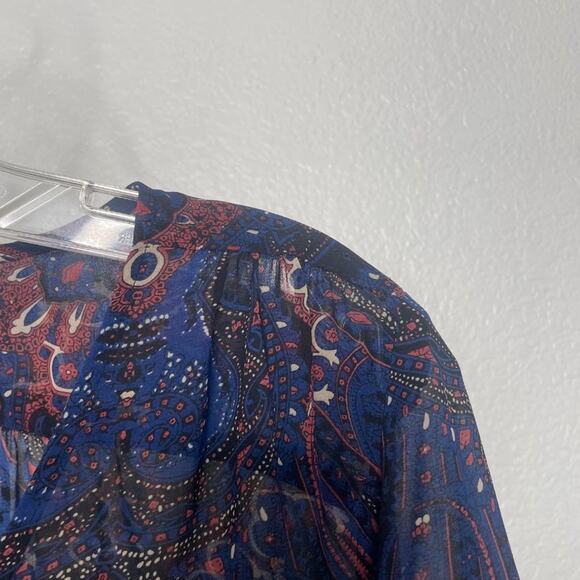 Paraphrase Women Top Size S Multicolored Paisley 3/4 Sleeve Semi Sheer Blouse - Picture 8 of 11